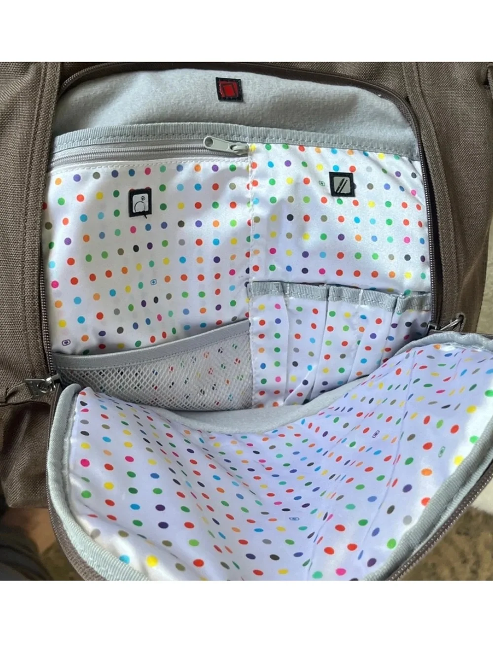 OGIO Taupe woven fabric Laptop Tote Bag with button detail